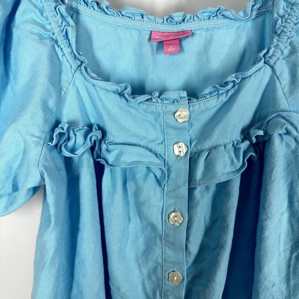 * Stoney Clover Lane x Target Blue Ruffle Puff Sleeve Button Front Dress Size M - Picture 8 of 11